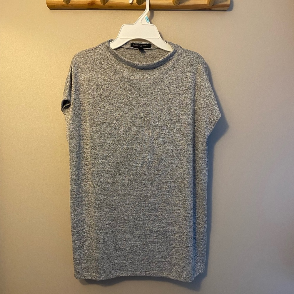 Womens Gray Short Sleeve Banana Republic Top